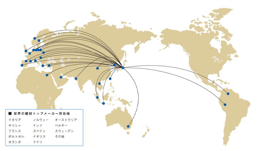 世界の建材トップメーカー所在地